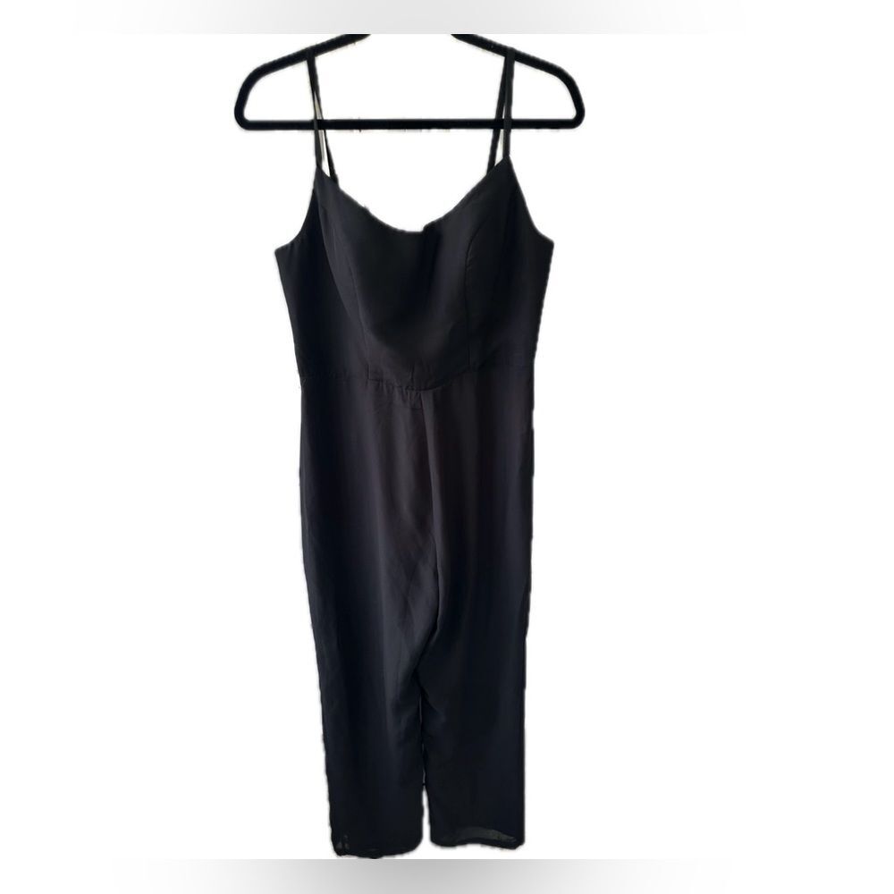 Lan Ting Bride NWT Black Fully Lined Adjustable Straps Formal Pants Jumpsuit M